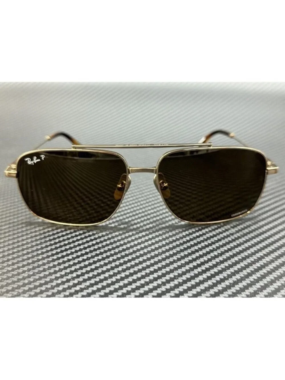 New Ray Ban Men Shiny Light Brown Sunglasses 59-15-145